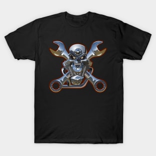 metall skull with engine T-Shirt